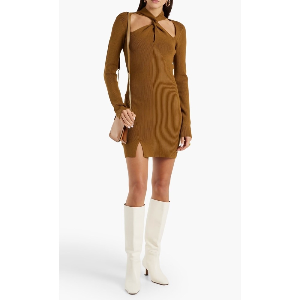 NICHOLAS Braulia Mini Dress S Black Twist Cutout Knit